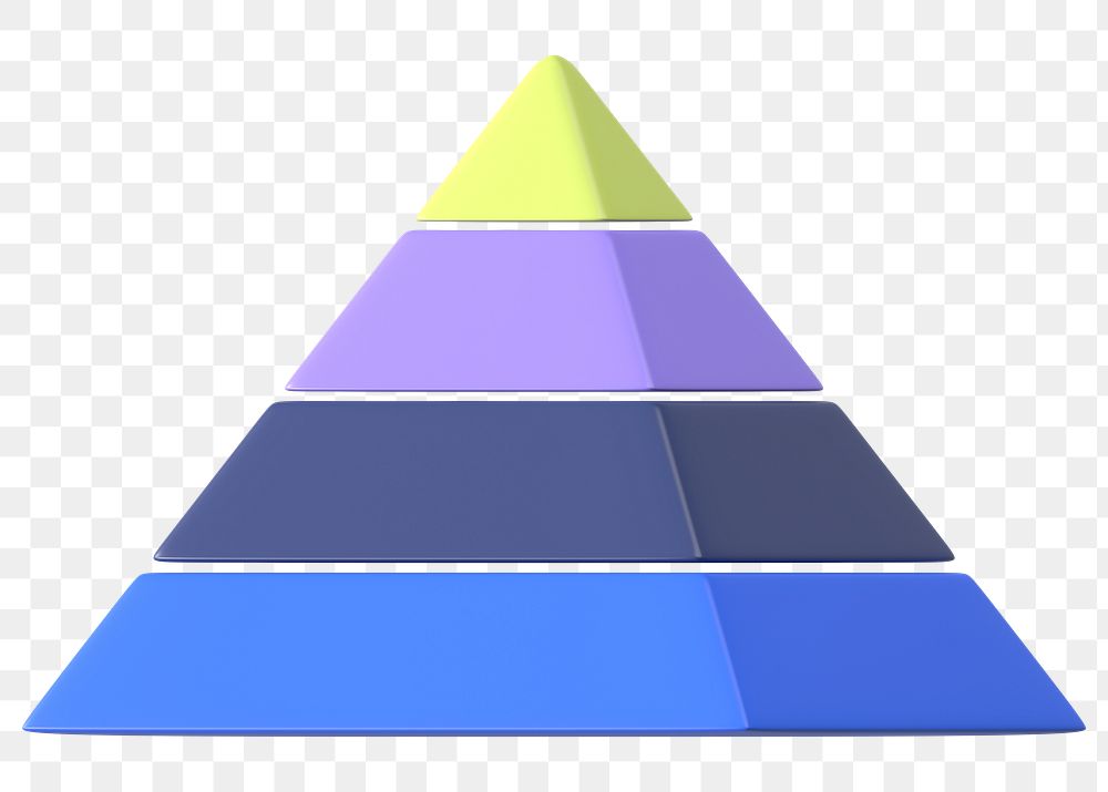 Pyramid chart graph png 3D shape sticker, transparent background