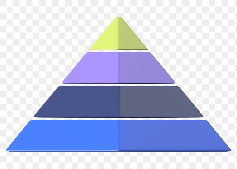 Colorful pyramid chart png 3D shape sticker, transparent background