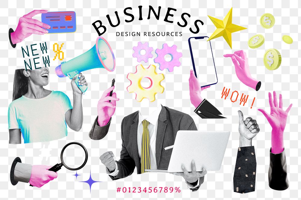 Business png illustration sticker set, transparent background