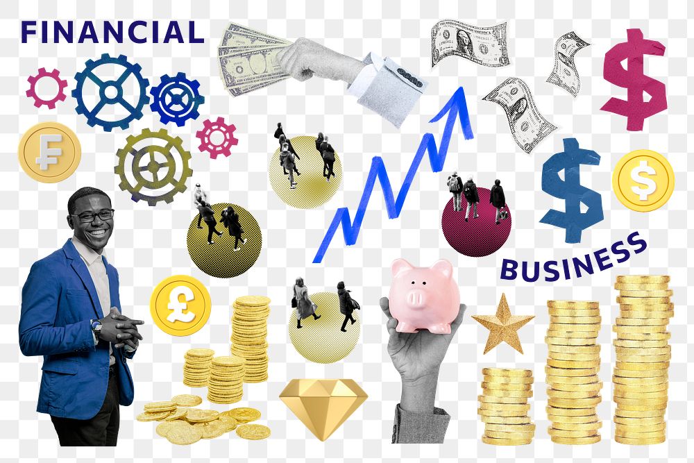 Finance png illustration sticker set, transparent background