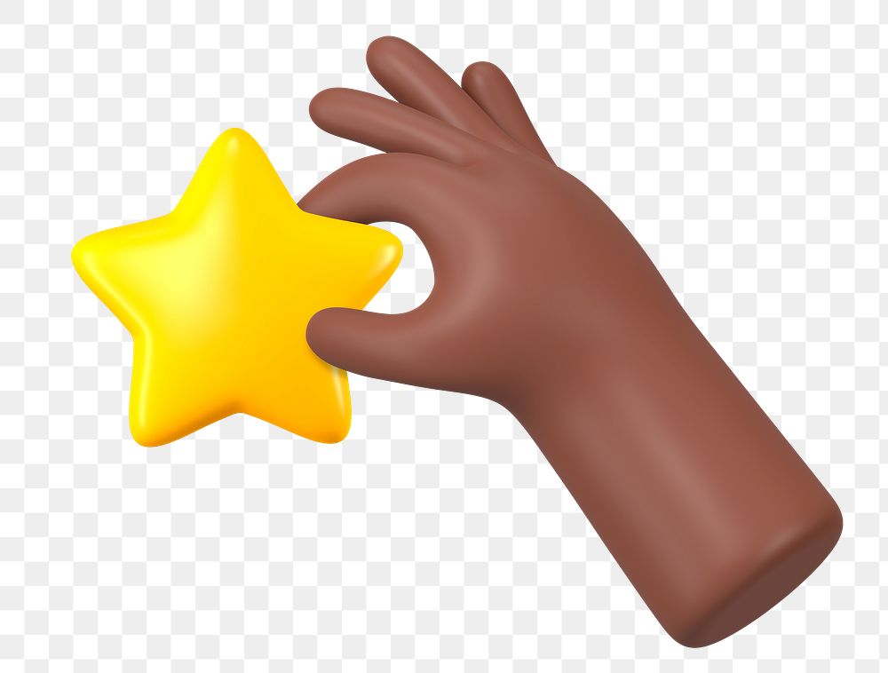 Hand holding star png sticker, 3D illustration, transparent background