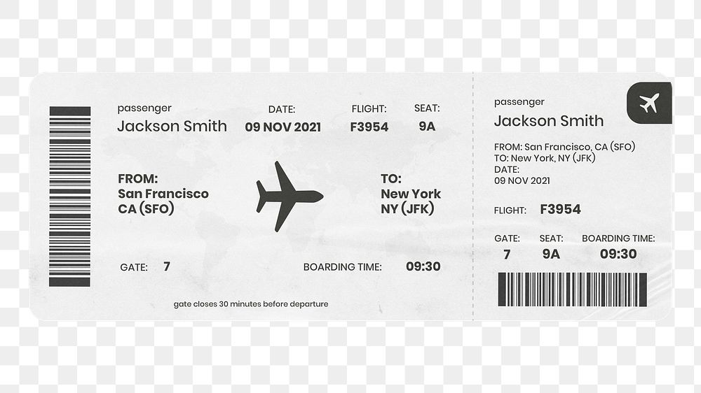 Plane ticket png sticker, transparent background