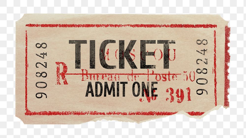 Vintage ticket paper png sticker, transparent background