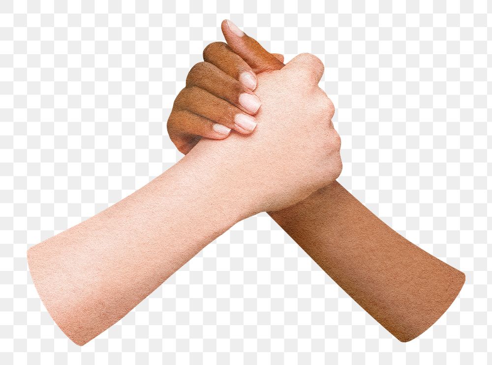 Diverse hands united png sticker, transparent background