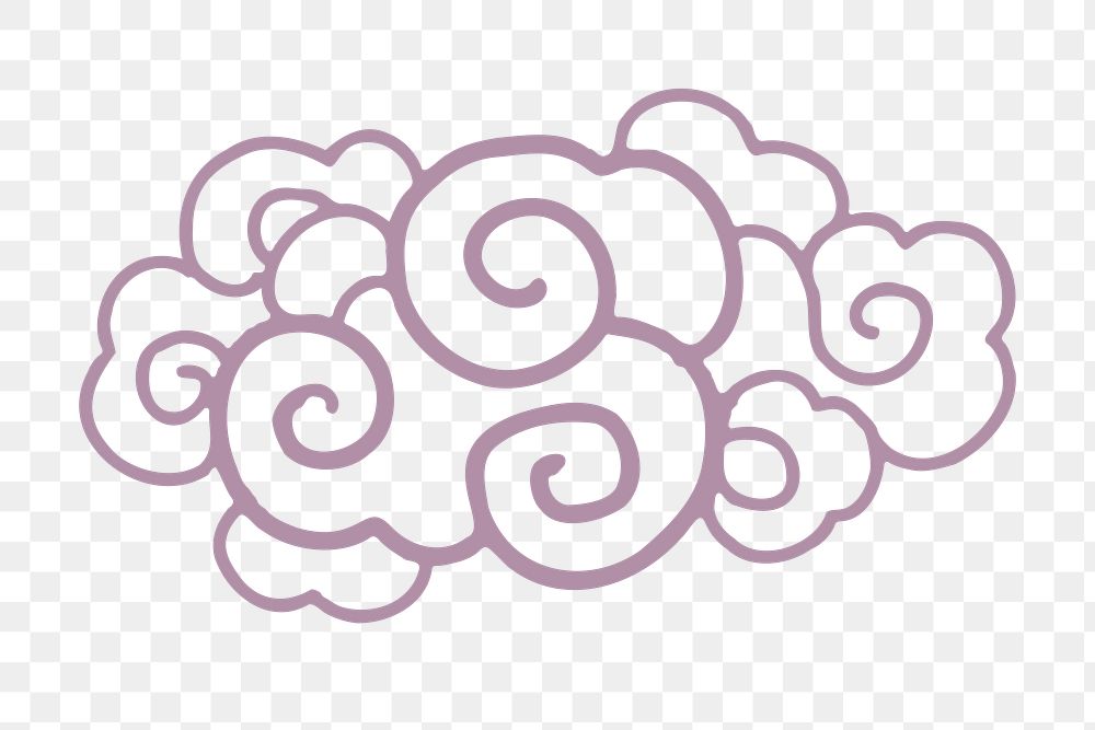 Purple oriental cloud png sticker, Chinese weather graphic, transparent background