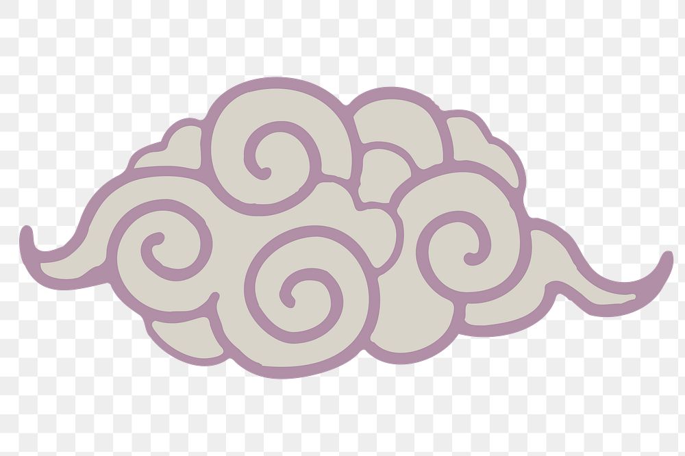 Purple cloud png sticker, traditional Chinese graphic, transparent background