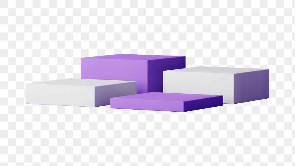 Square podium png sticker, purple stand, transparent background