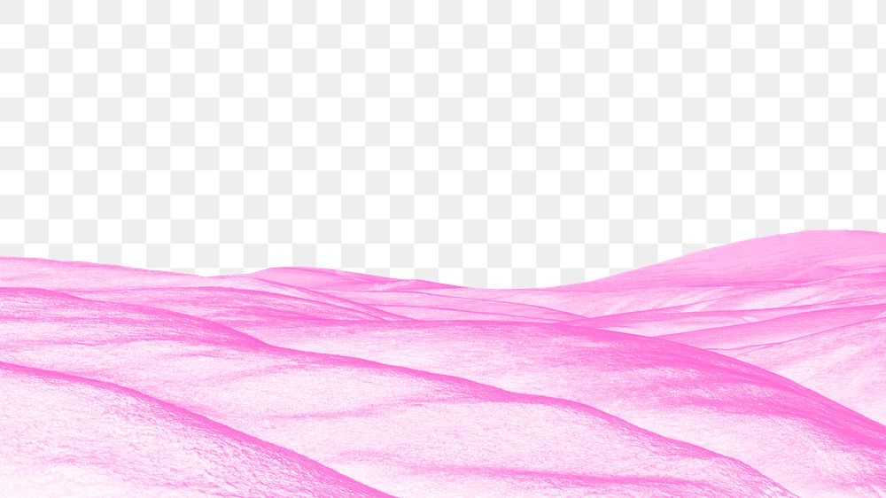 Pink mountain landscape png border, transparent background