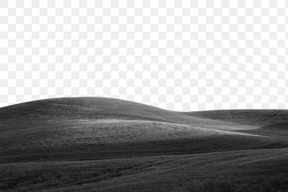 Hill border png monotone landscape, transparent background