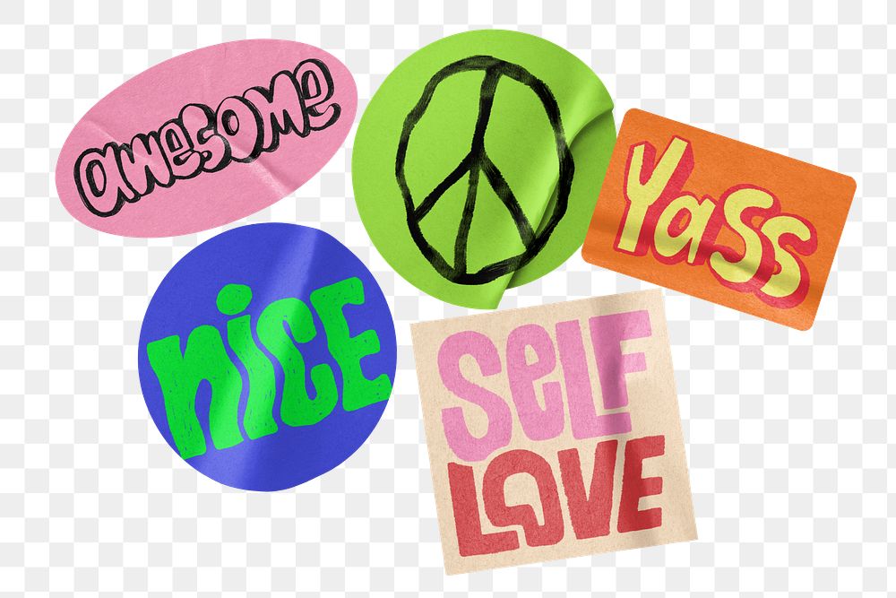 Self-love typography png sticker doodle, transparent background