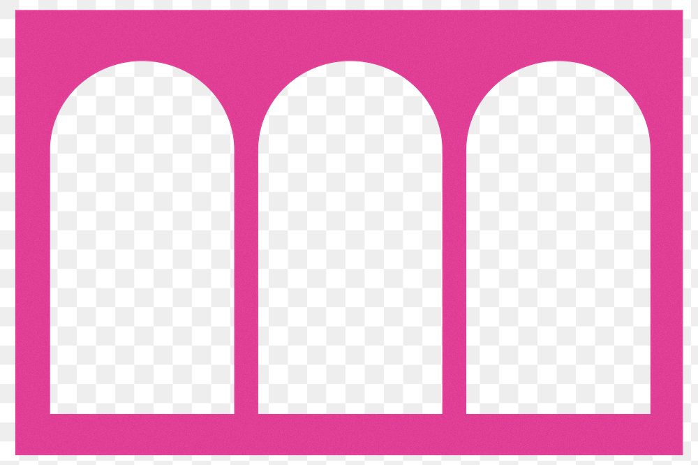 Pink arch windows png frame, geometric design on transparent background