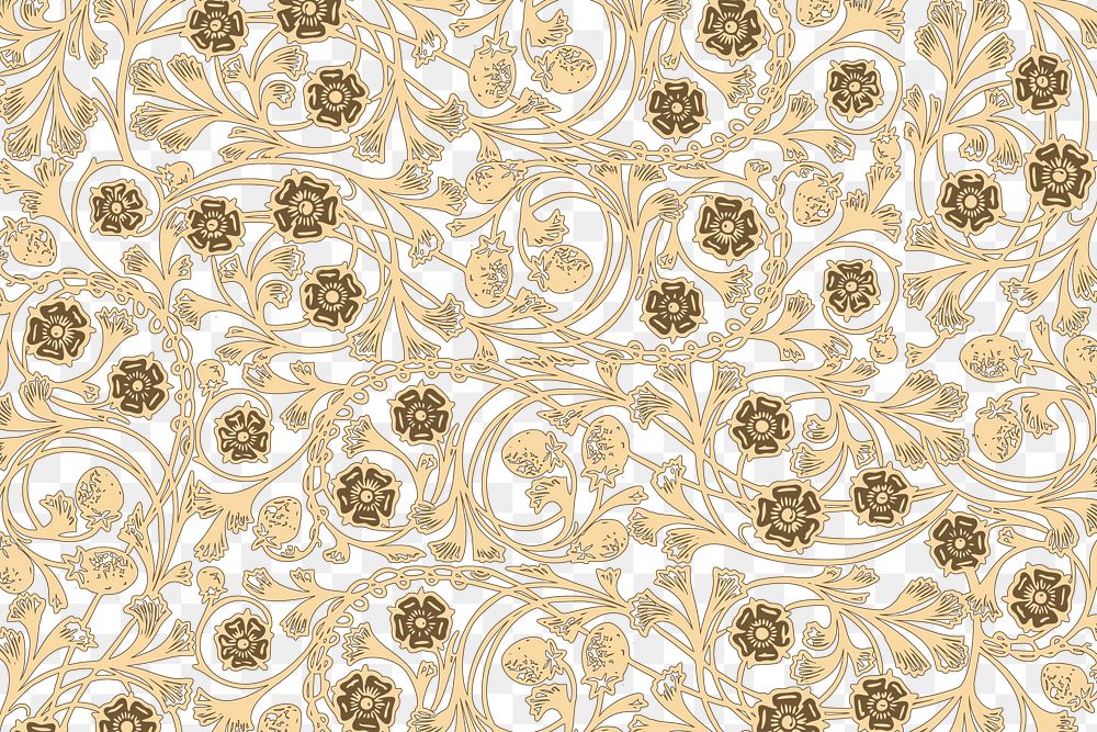 PNG brown floral pattern, transparent background, remixed by rawpixel