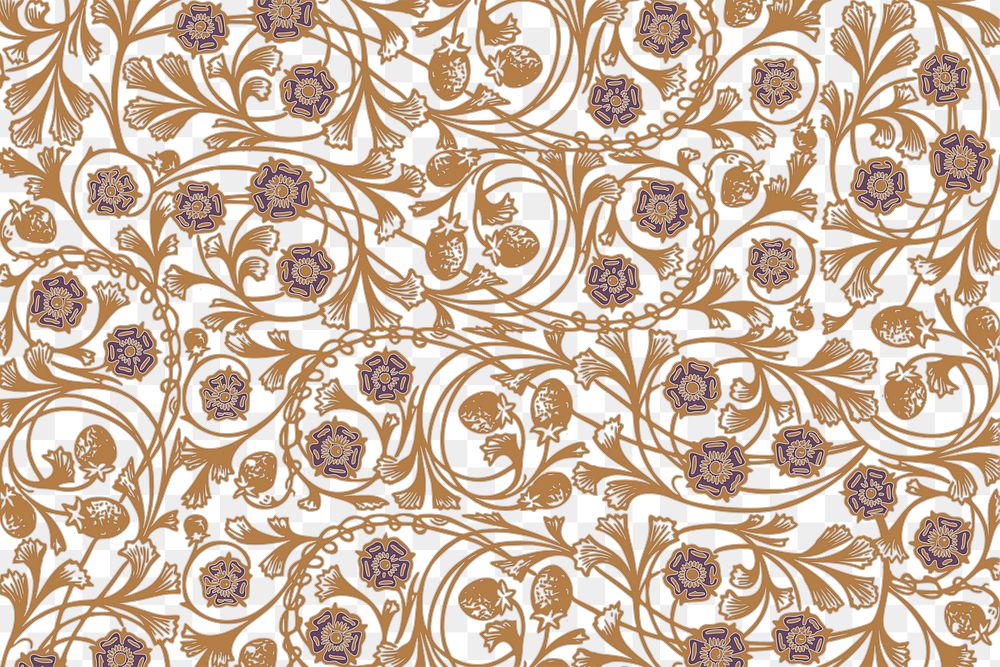 Brown pattern png flower, transparent background, remixed by rawpixel
