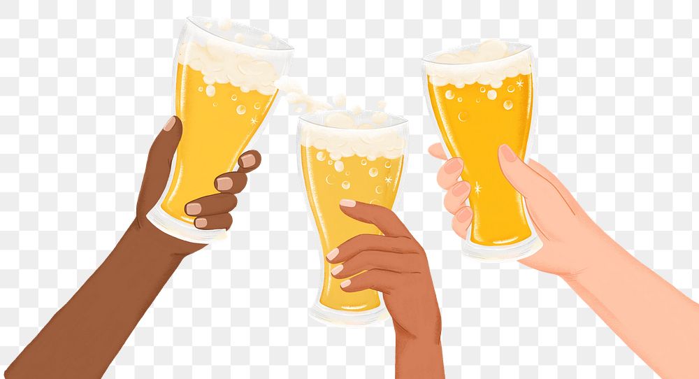 Cheering beer glasses png sticker, transparent background