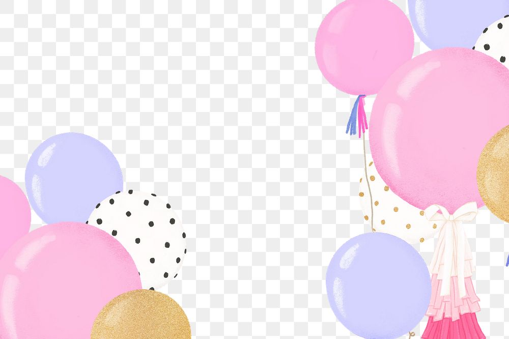 Birthday balloons png border sticker, transparent background
