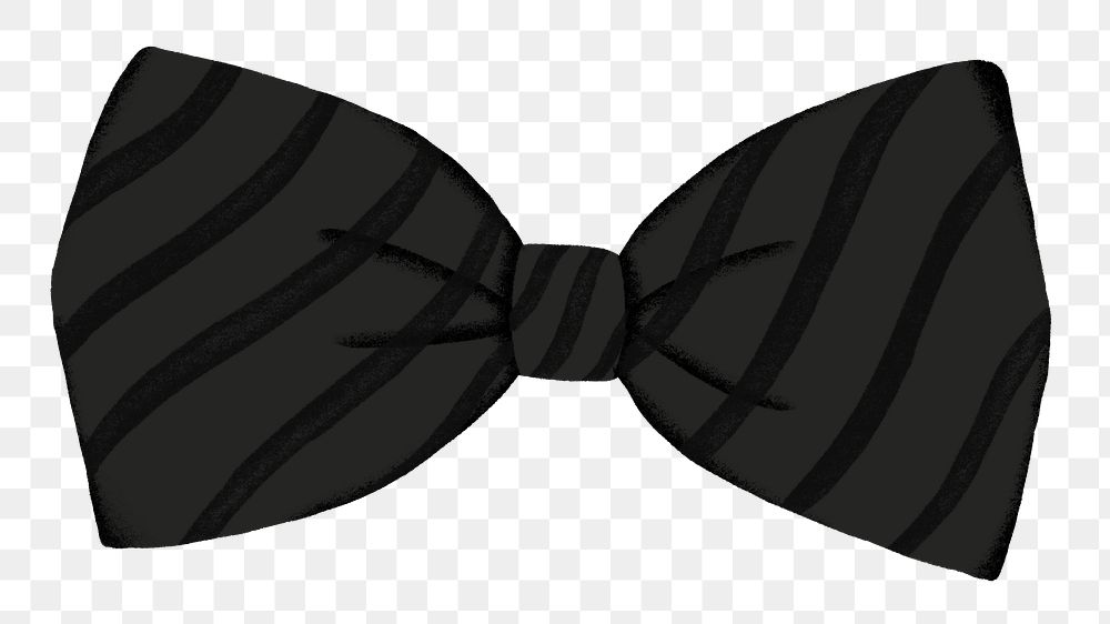 Black striped bow-tie png sticker, apparel graphic, transparent background