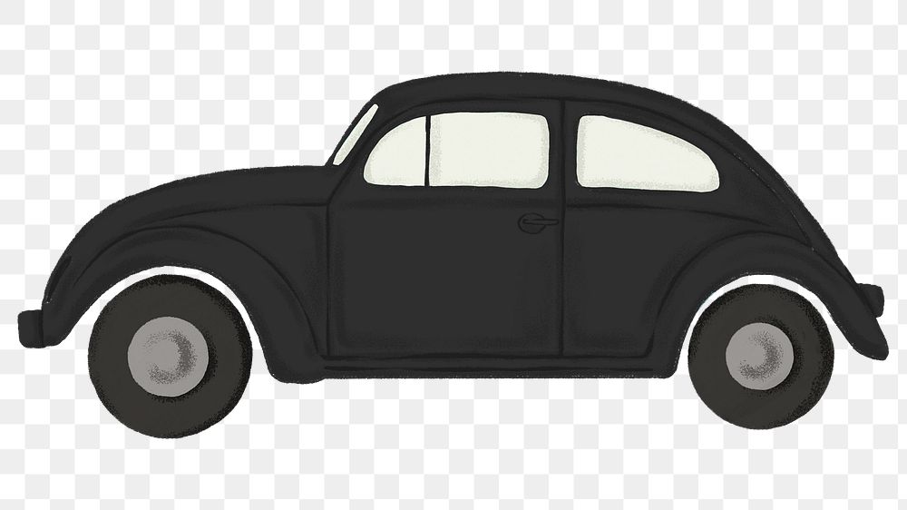 PNG black classic car sticker, transparent background