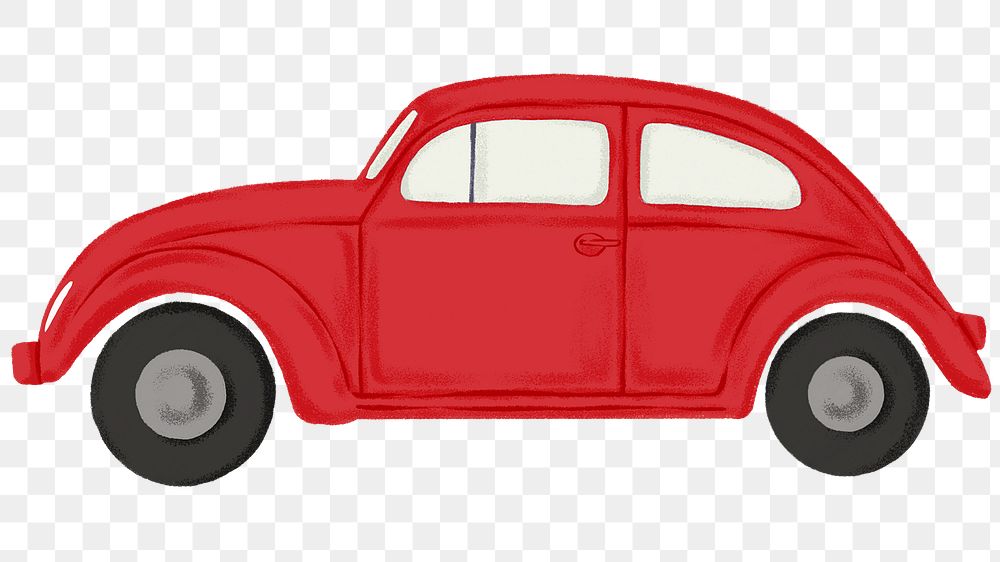 PNG red classic car sticker, transparent background