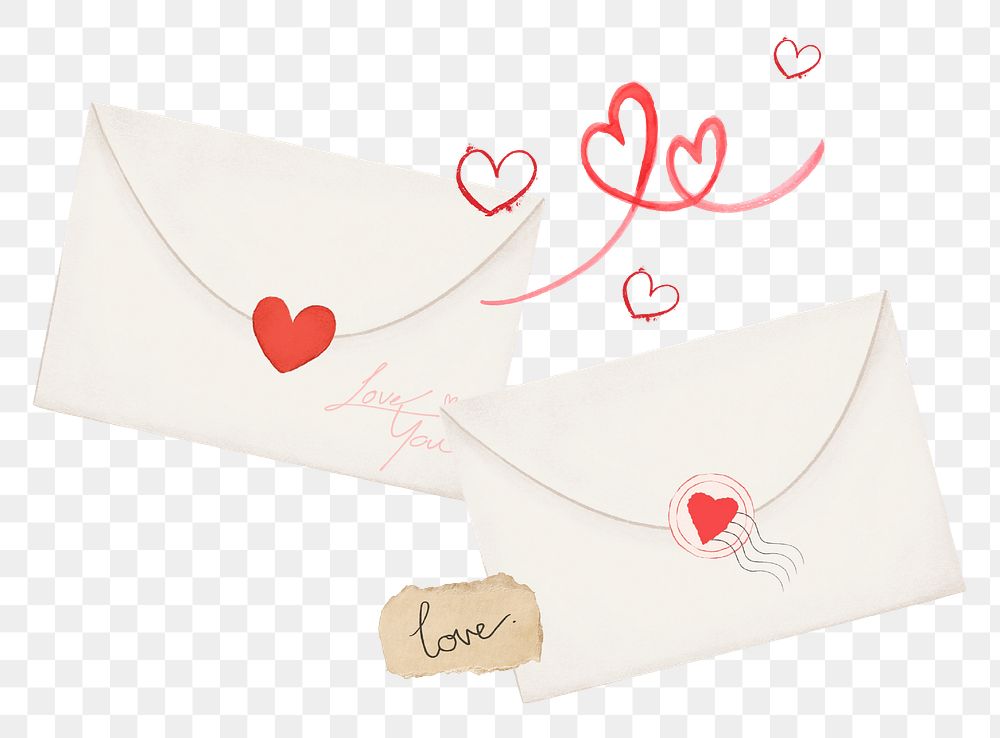 Valentine's love letters png sticker, celebration graphic, transparent background