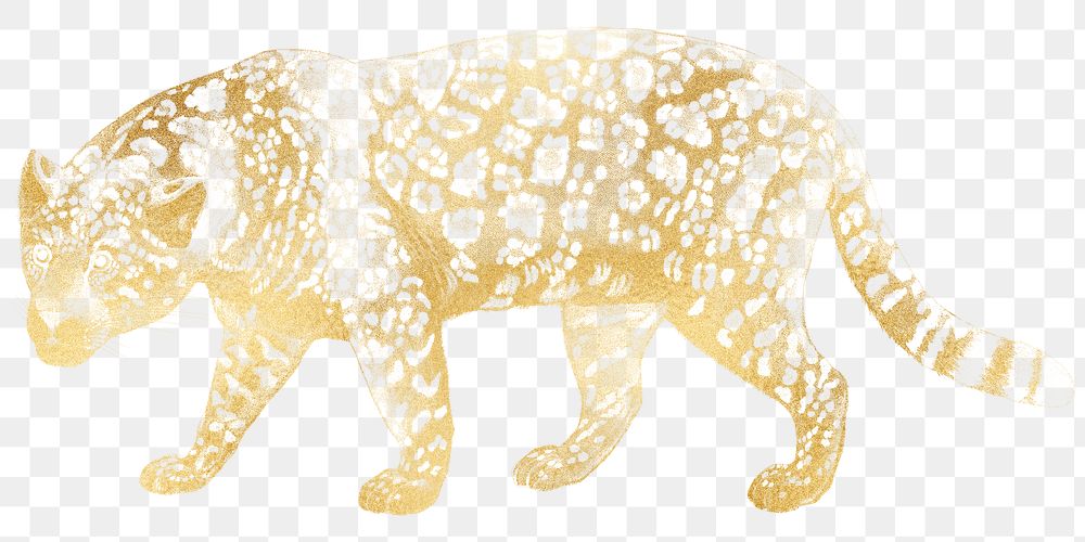 Golden jaguar png tiger sticker, transparent background