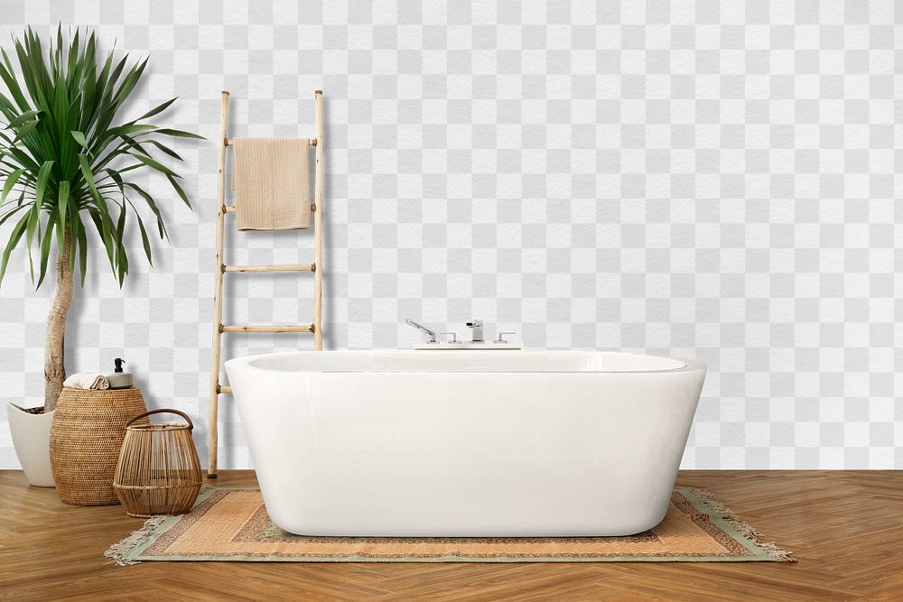 Bathroom wall png mockup, transparent design