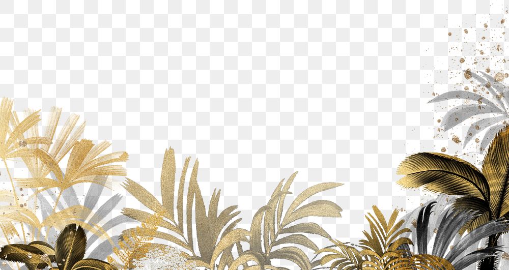 Gold palm trees png, transparent background