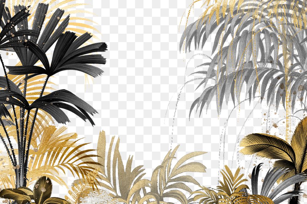 Gold palm trees png, transparent background