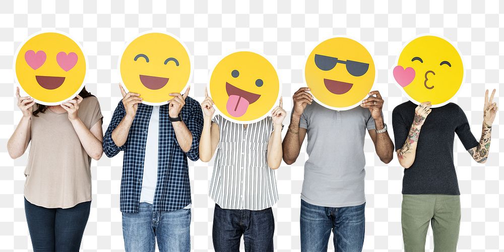 Emoji icons png sticker, diverse happy people, transparent background