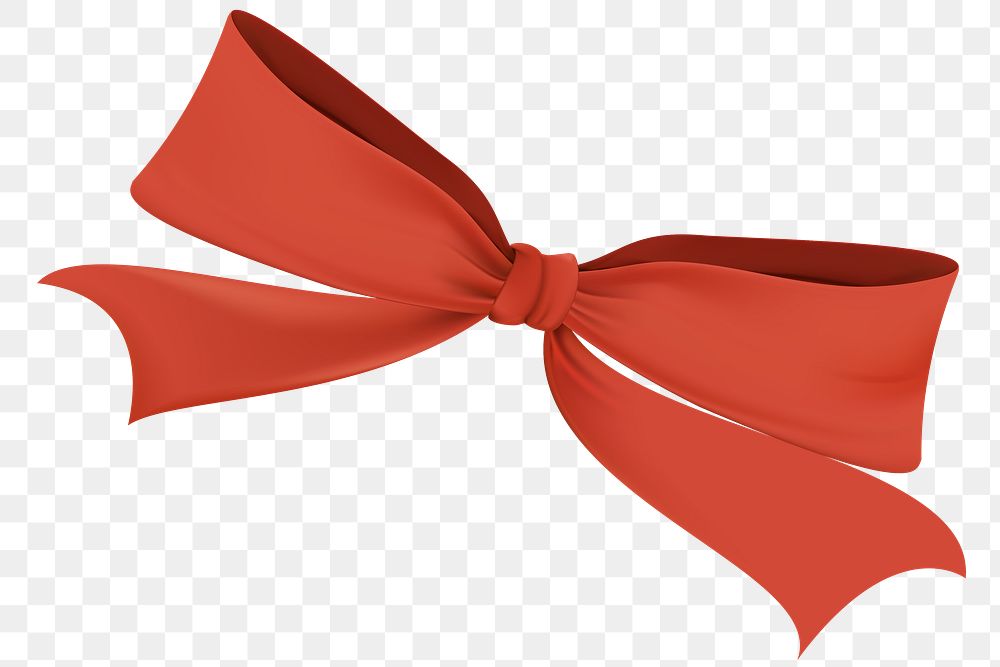 Red bow png festive sticker, transparent background