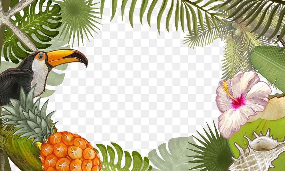 Tropical botanical frame png transparent background