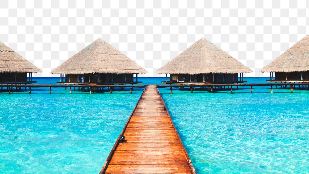 PNG overwater huts border, transparent background