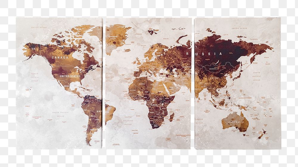 World map png sticker, transparent background