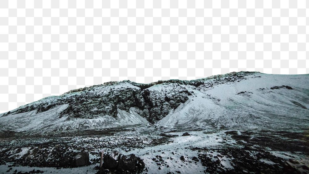 PNG snowy hill landscape border, transparent background