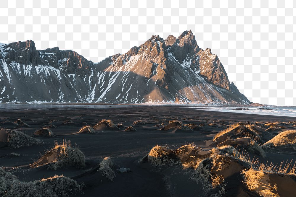 PNG scenic mountain landscape border, transparent background