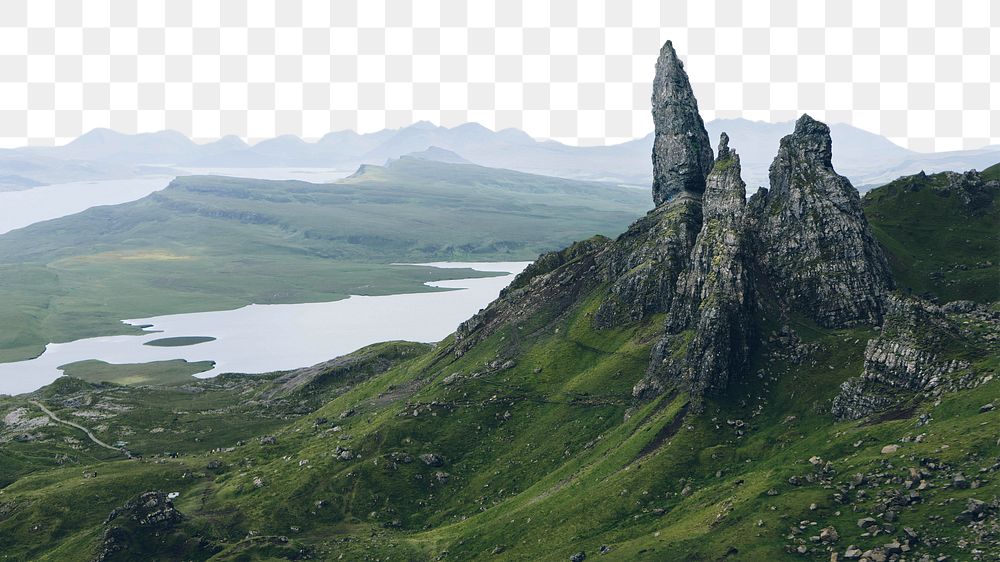 Scottish Highlands png border, transparent background