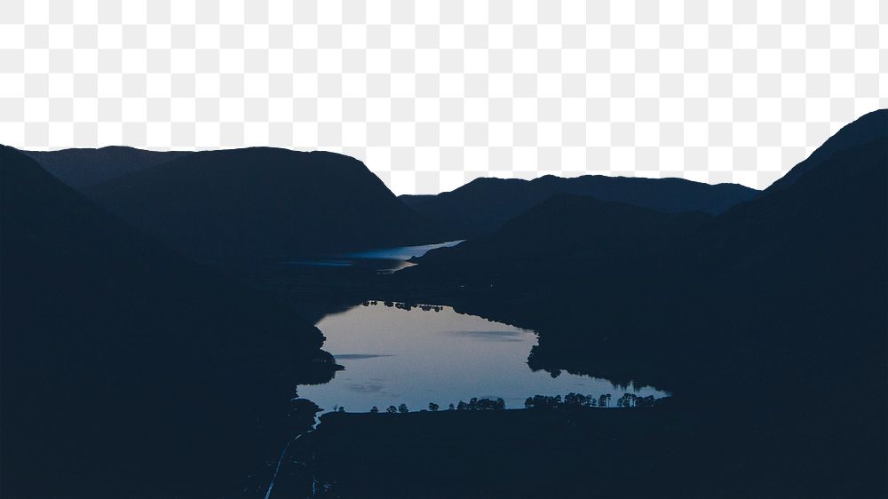 Aesthetic lake png border, transparent background