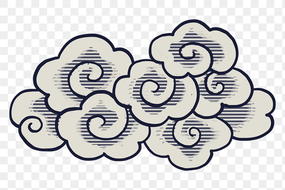 Asian cloud png vintage, transparent background