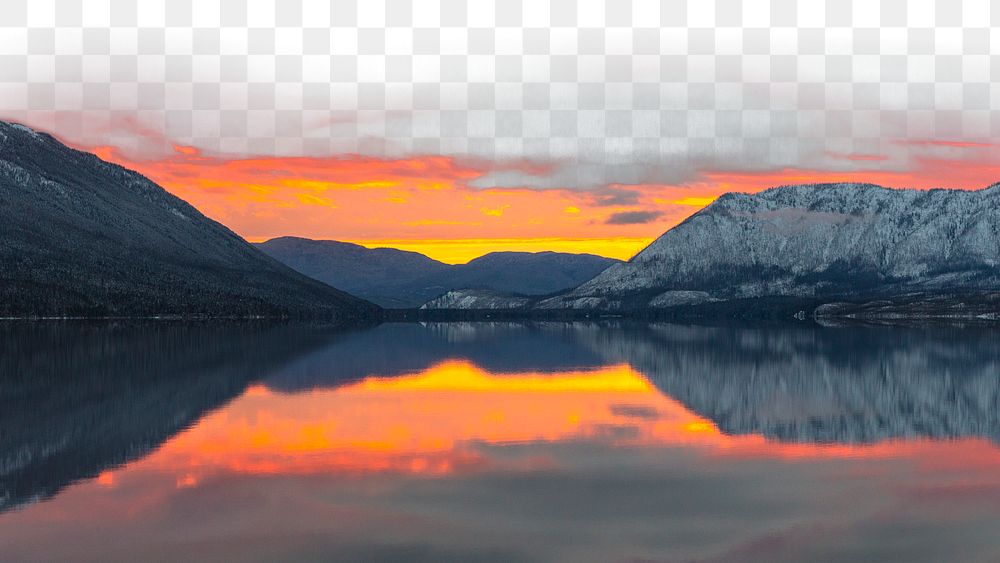 Panoramic sunset png border, transparent background