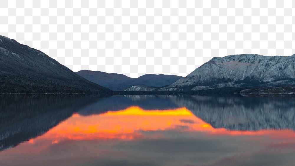 Sunset reflection png border, transparent background