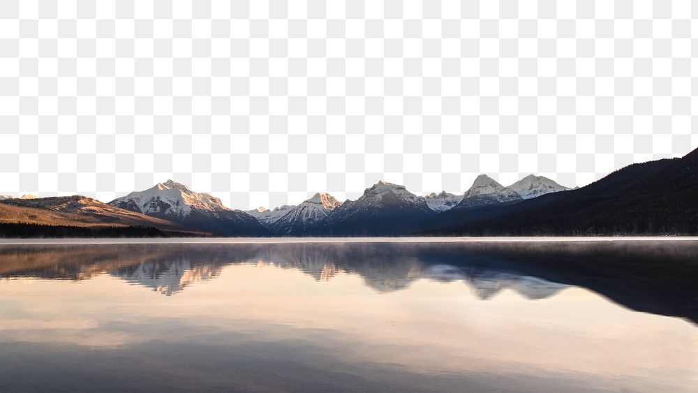 Panoramic lake png, border, transparent background