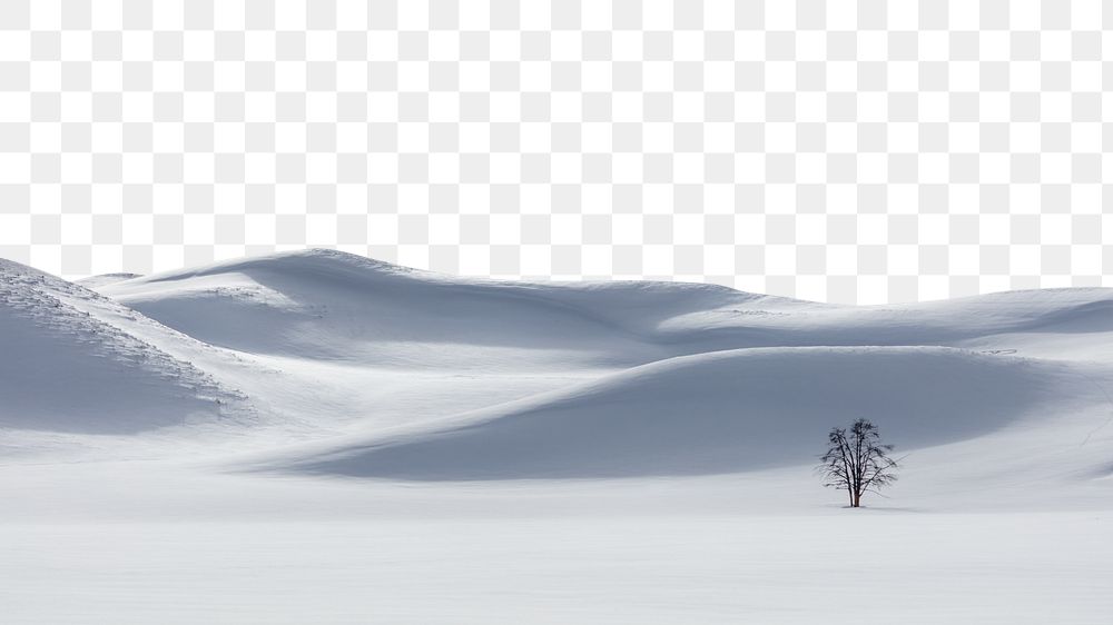 Snow landscape png border, transparent background