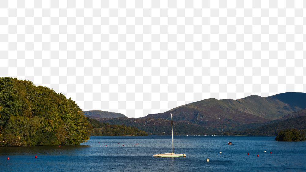 PNG sailboat in lake border, transparent background