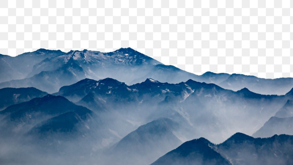 Mountain & smoke png border, transparent background