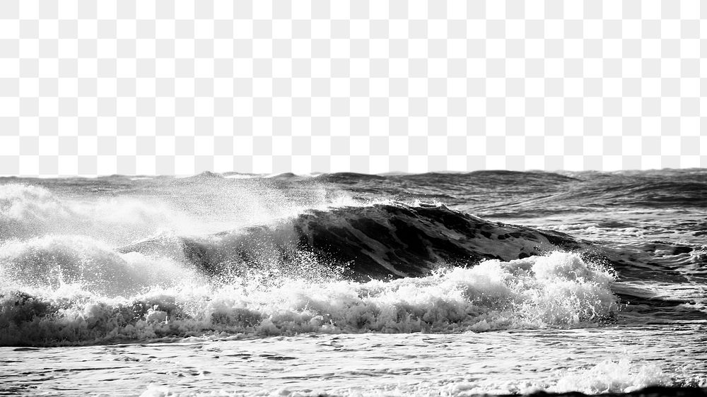 PNG black & white waves border, transparent background