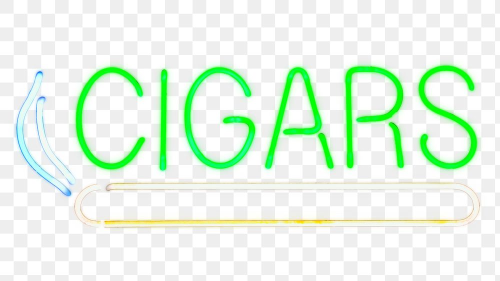 Png cigars neon sign  sticker, transparent background