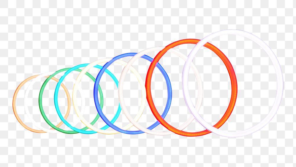 Neon ring lights png sticker, transparent background