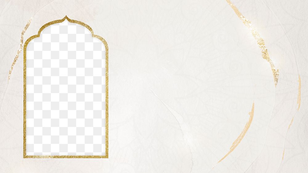 Gold Ramadan png frame, transparent background