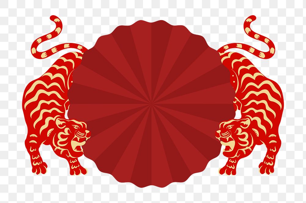 Chinese tiger png badge sticker, new year celebration, transparent background