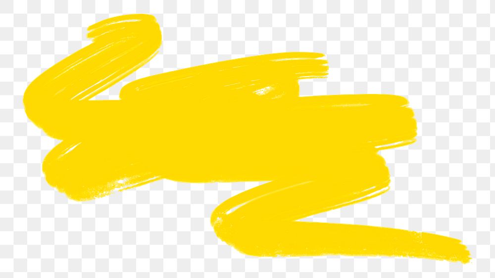 Yellow brush stroke png sticker, transparent background