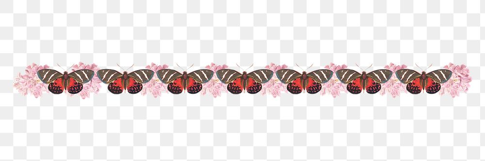 Vintage butterfly pattern png border sticker, transparent background